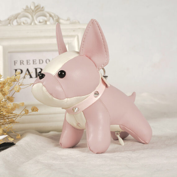 Frenchie Bulldog Leather Keychain