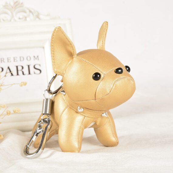 Frenchie Bulldog Leather Keychain