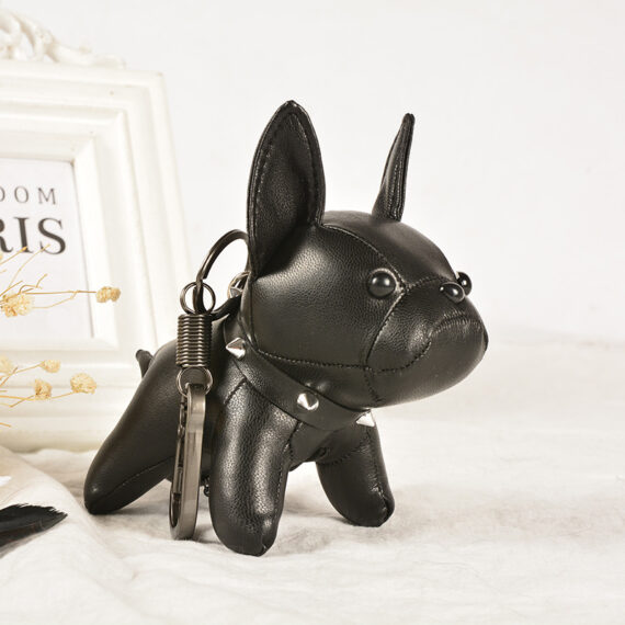 Frenchie Bulldog Leather Keychain