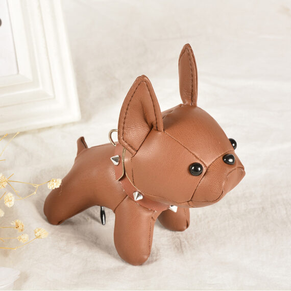 Frenchie Bulldog Leather Keychain