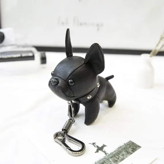 French Bulldog Keychain PU Leather Dog Keychainst Key Ring Key Chain
