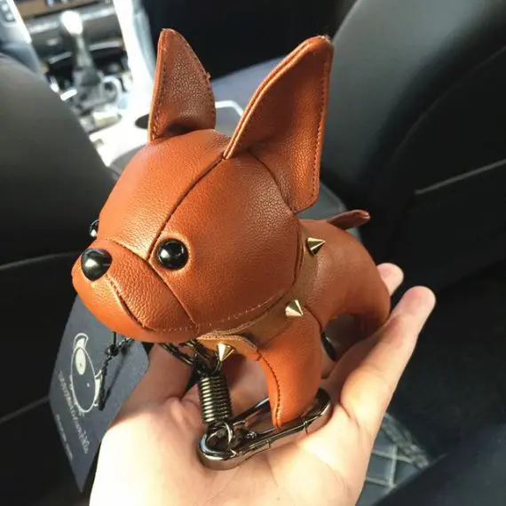 Hot Sale Ins Style French Bulldog Keychain Leather Hand Strap Car