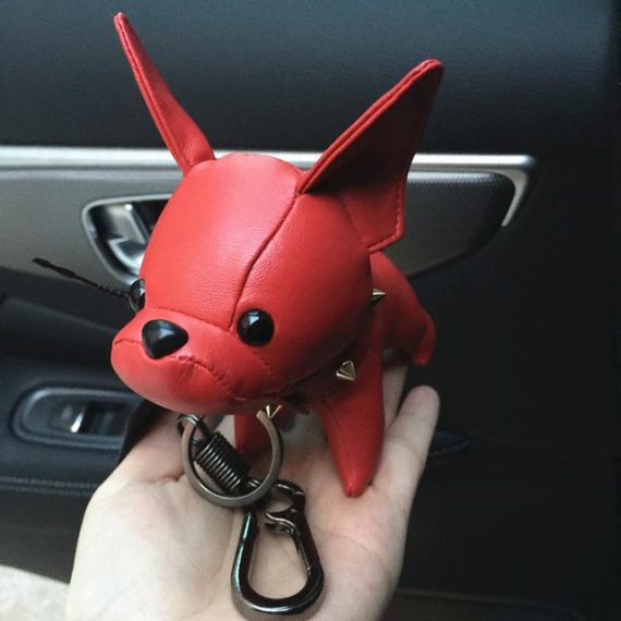 Frenchie Bulldog Leather Keychain