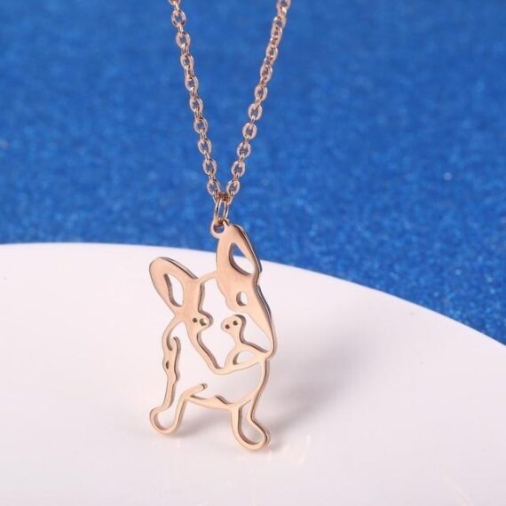 18k gold plated french bulldog pendant with necklace by batpig pet supply 2