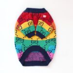 Vibrant Rainbow Knit Frenchie Pullover Sweater