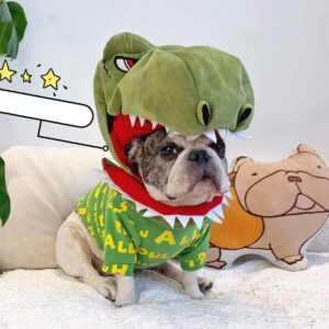 French Bulldog Dinosaur Headgear Costume