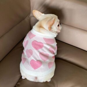 Pink And Fuzzy Hearts French Bulldog Sweater
