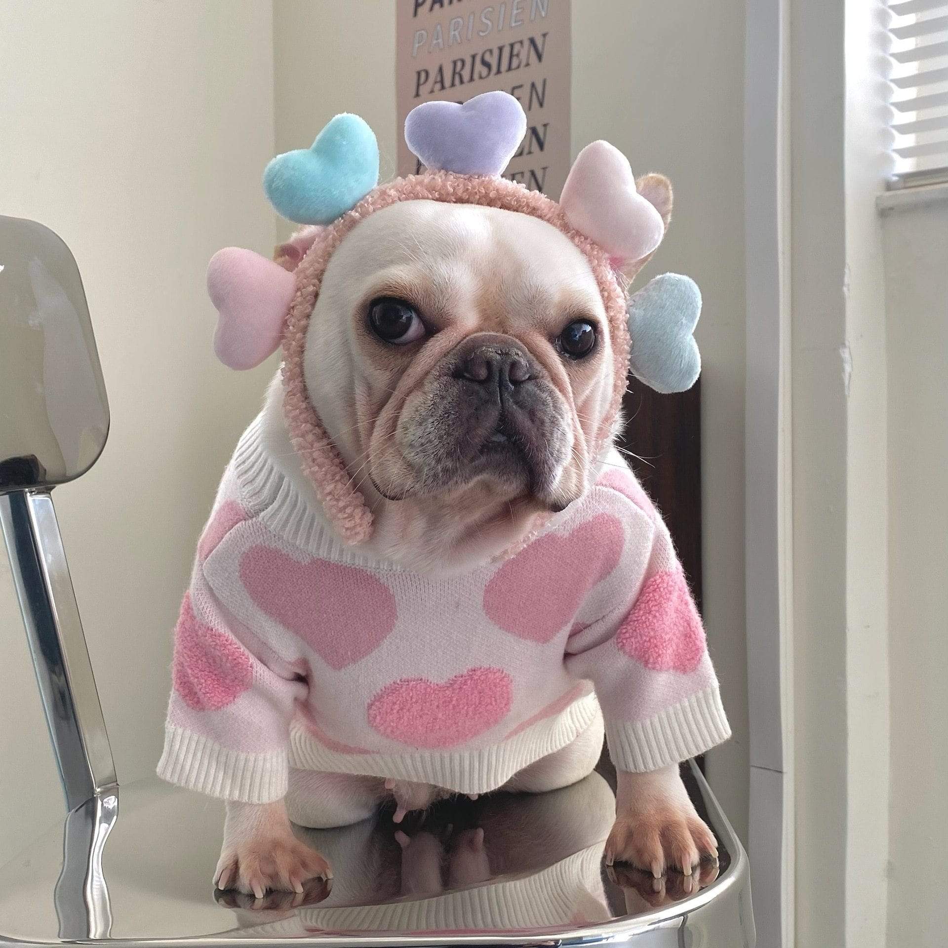 Set Di 4 Sottobicchieri In Sughero Con Cuccioli Carini – Bulldog Francese Con Ciambella Rosa #8392, 9.5x9.5 Cm, Prodotto Nel Regno Unito