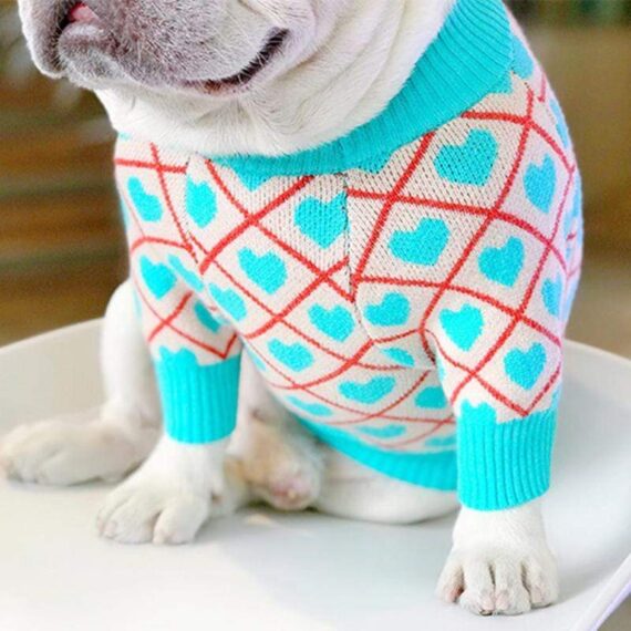 Plaid Hearts French Bulldog Sweater