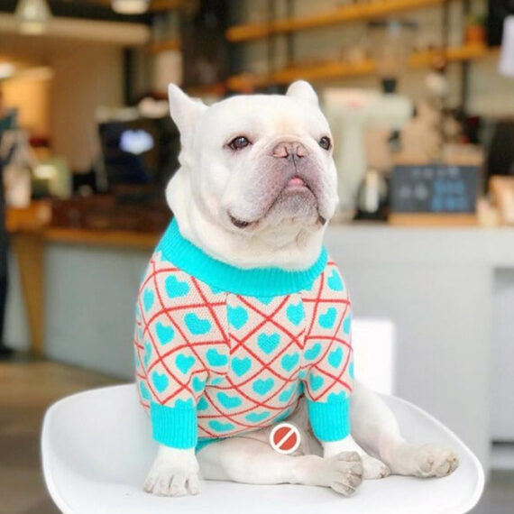Plaid Hearts French Bulldog Sweater