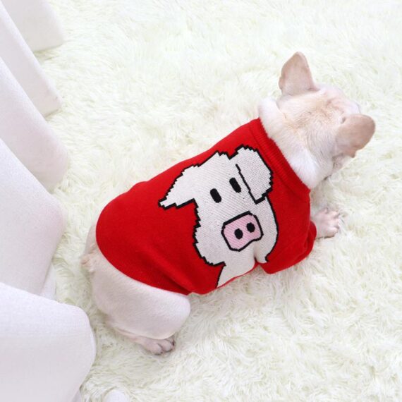 Popping Red Pig French Bulldog Sweater
