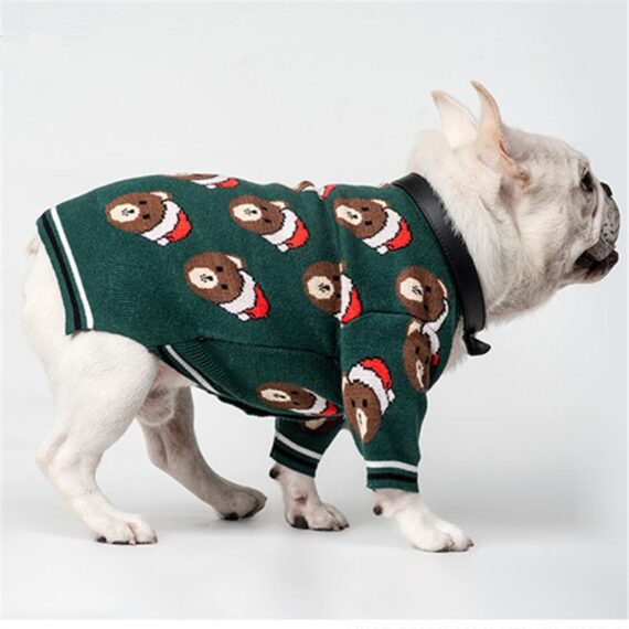Santa Bear French Bulldog Cardigan