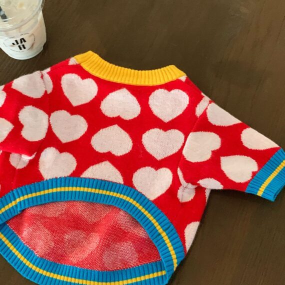 White Hearts French Bulldog Sweater