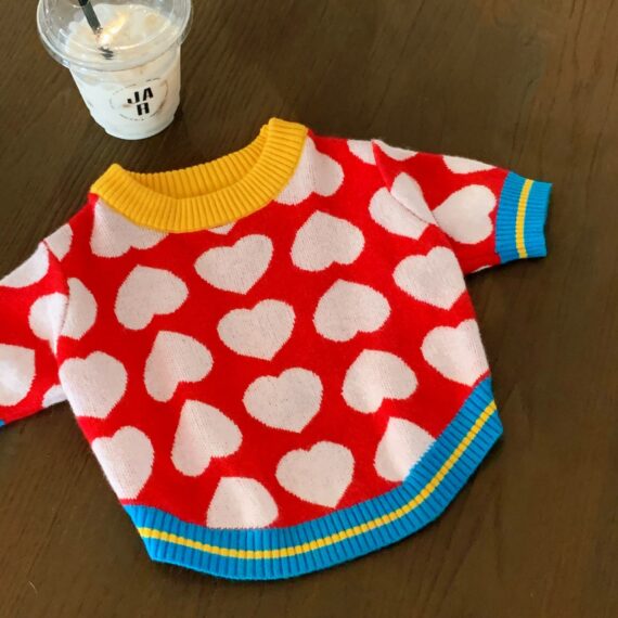 White Hearts French Bulldog Sweater