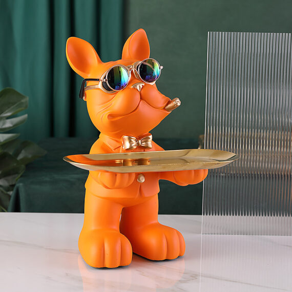 Frenchie Butler Decorative Tray Sculpture