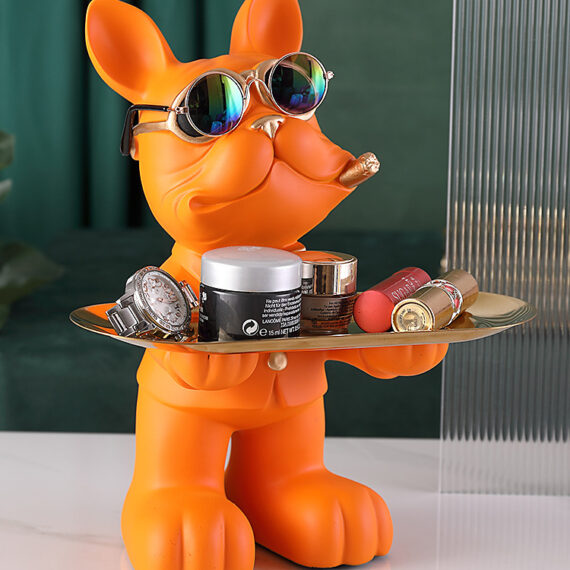 Frenchie Butler Decorative Tray Sculpture