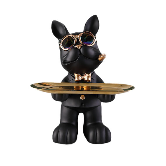 Frenchie Butler Decorative Tray Sculpture