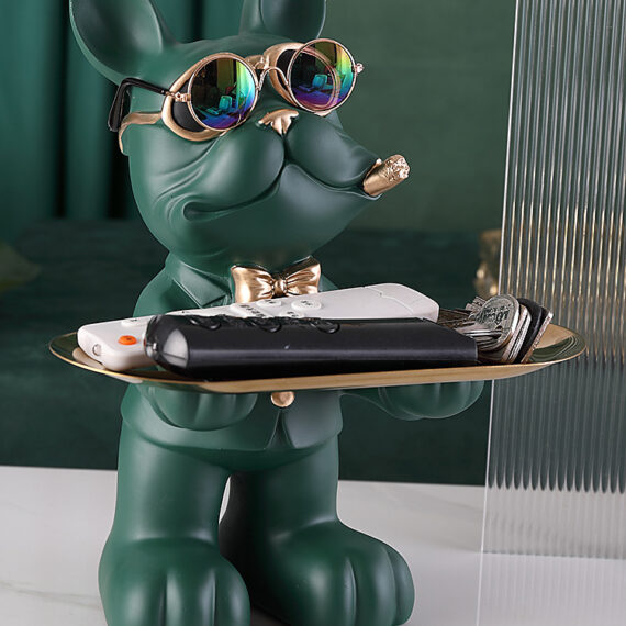 Frenchie Butler Decorative Tray Sculpture