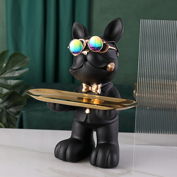 Frenchie Butler Decorative Tray Sculpture