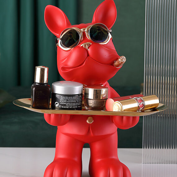 Frenchie Butler Decorative Tray Sculpture