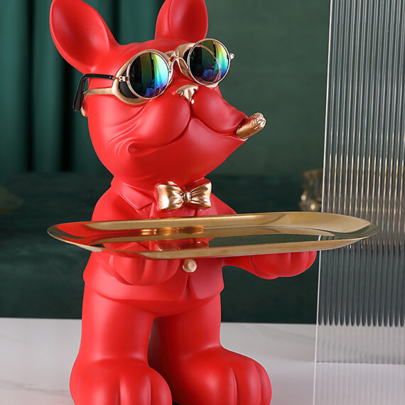 Frenchie Butler Decorative Tray Sculpture