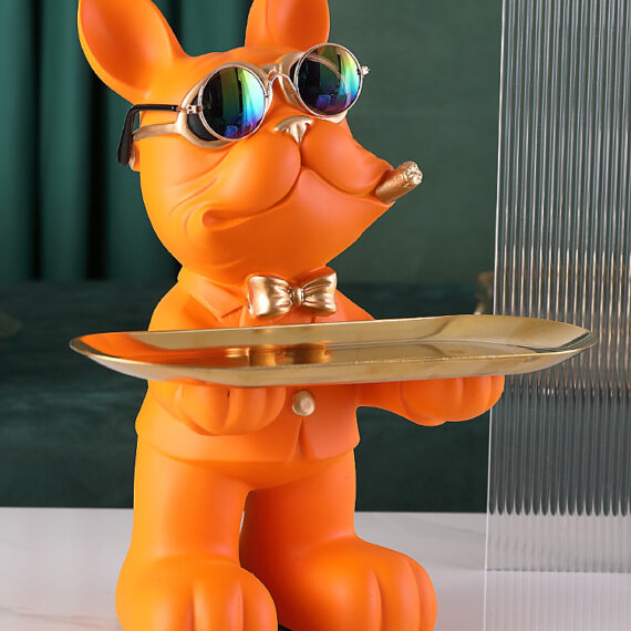 Frenchie Butler Decorative Tray Sculpture