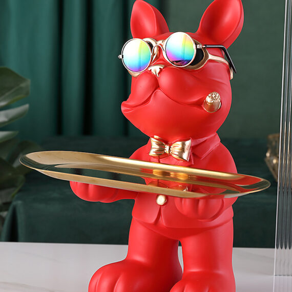 Frenchie Butler Decorative Tray Sculpture
