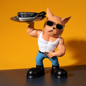 The Muscular Frenchie Butler – Stylish Tray Holder for Bulldog Lovers