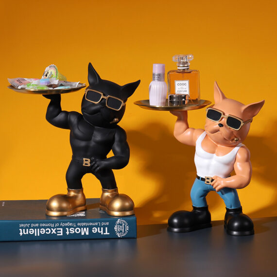The Muscular Frenchie Butler – Stylish Tray Holder for Bulldog Lovers