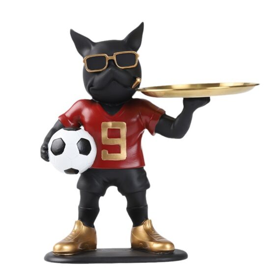 The Soccer Star Frenchie Butler – Decorative Tray Holder