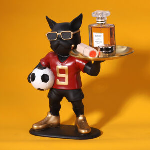 The Soccer Star Frenchie Butler – Decorative Tray Holder